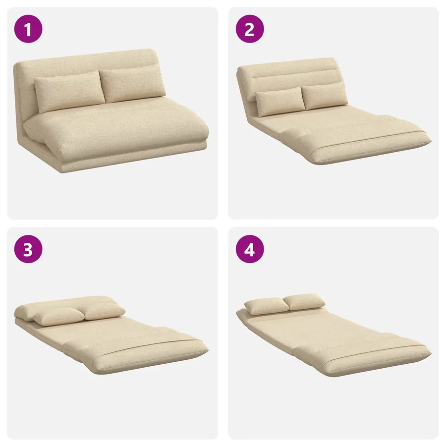 Fauteuil de sol ajustable Crème Tissu - 9