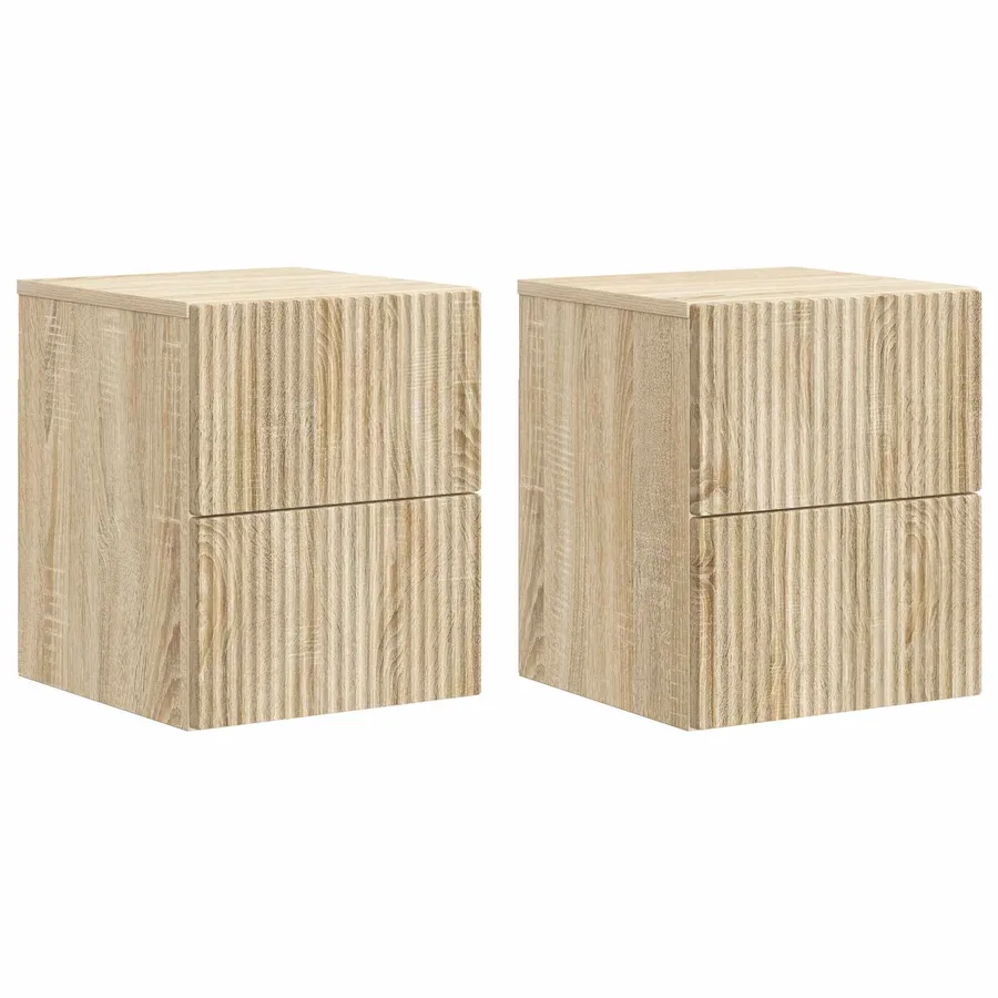 Cabinet de chevet mural 2 pcs Chêne Sonoma 33 x 34,5 x 40 cm - 2