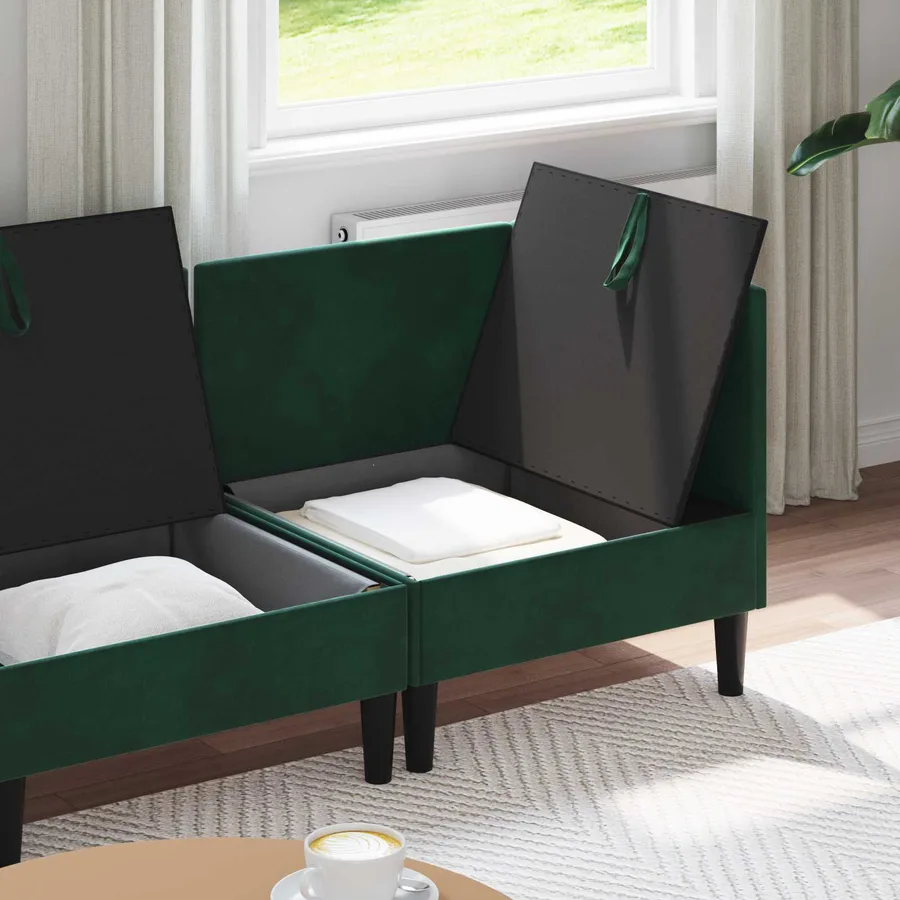 Ensemble de meubles pour le salon 4 pcs Vert foncé Velours - 3