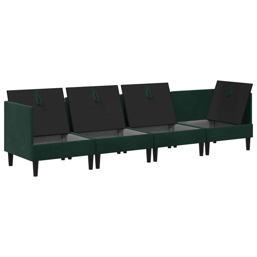 Ensemble de meubles pour le salon 4 pcs Vert foncé Velours - 6