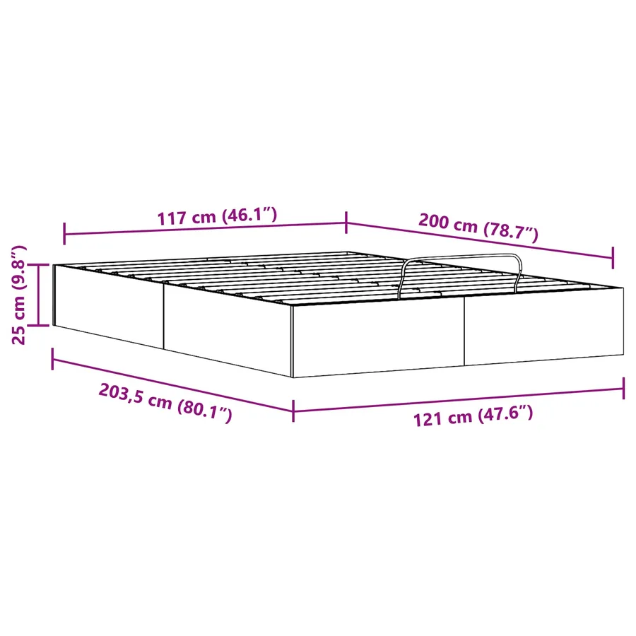 Cadre de lit ottoman avec rangement Naturel 120 x 200 cm - 10