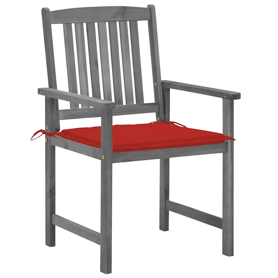 Chaises de jardin et coussins lot de 4 Gris Bois acacia massif - 3