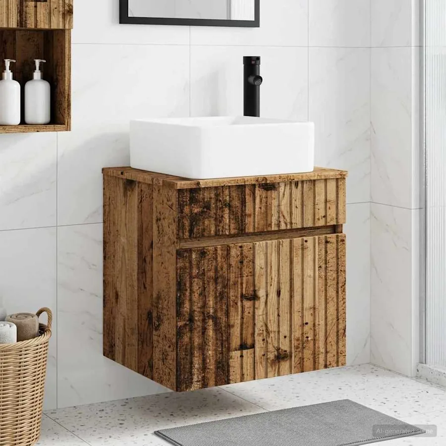 Meuble de lavabo mural Bois ancien 49 x 41 x 63 cm