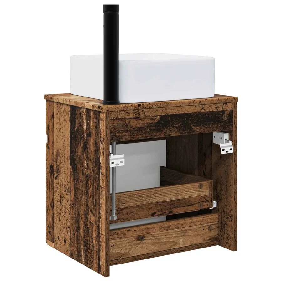 Meuble de lavabo mural Bois ancien 49 x 41 x 63 cm - 4