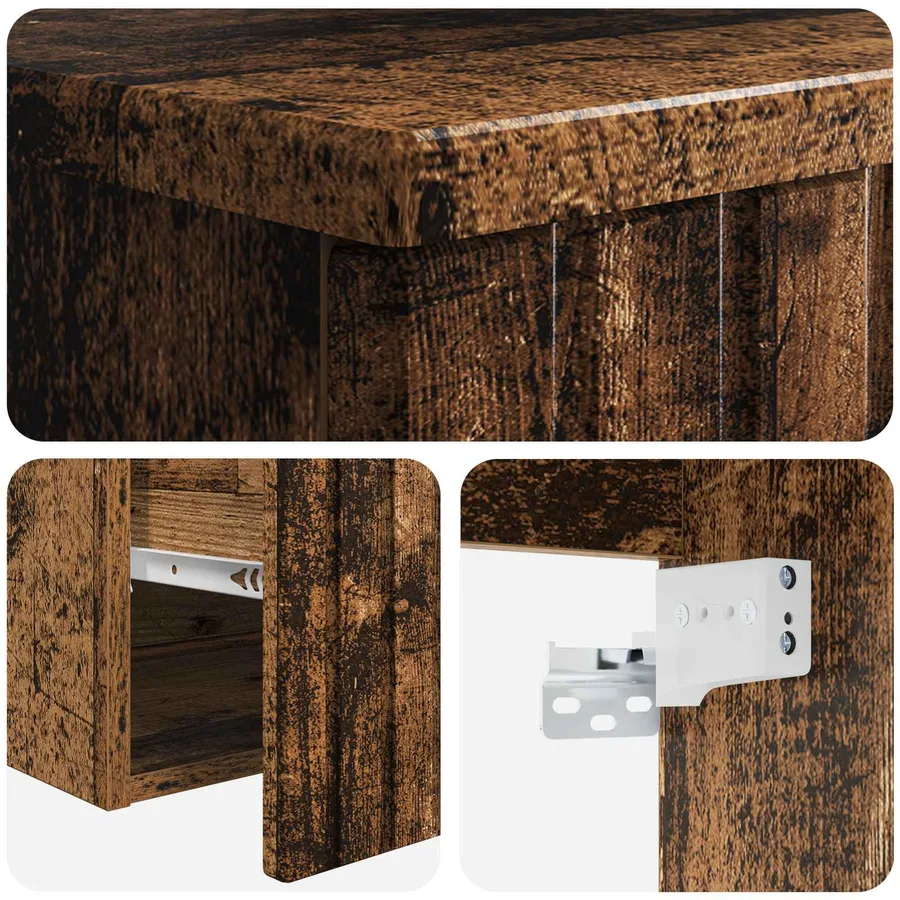 Meuble de lavabo mural Bois ancien 49 x 41 x 63 cm - 5