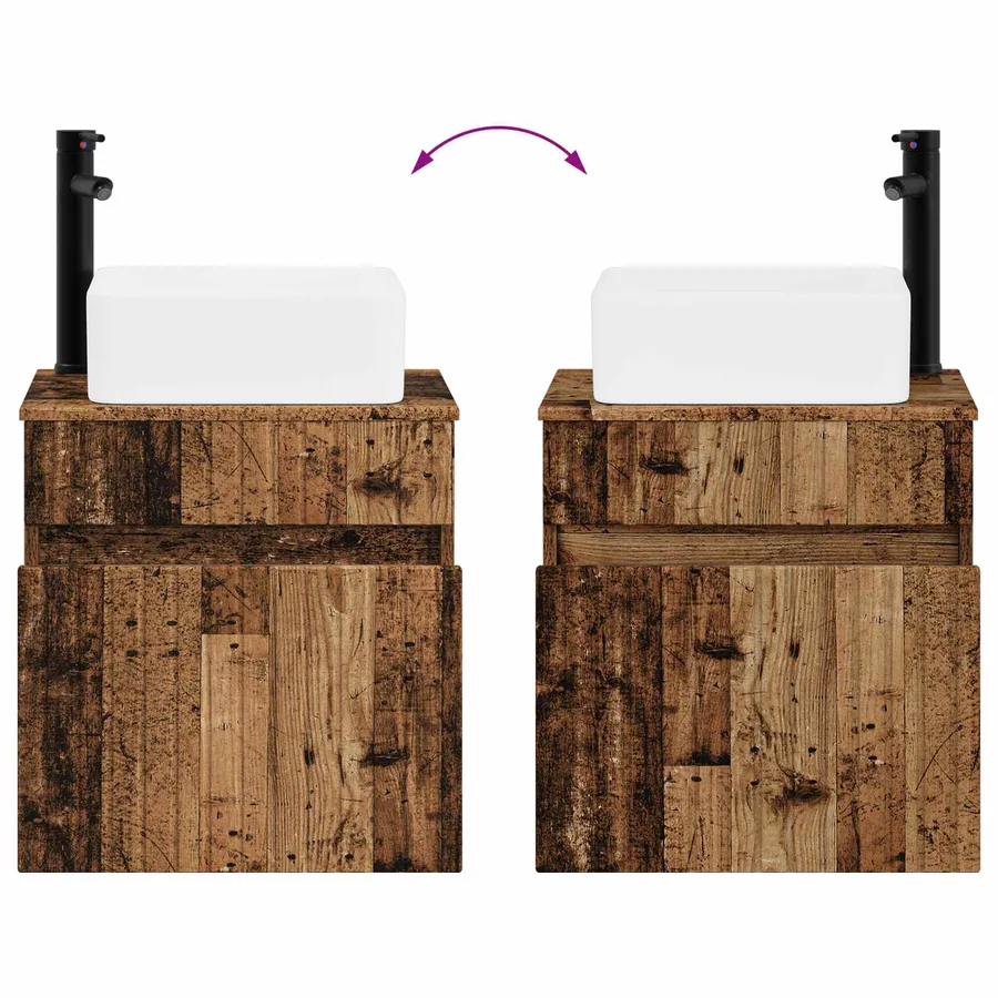 Meuble de lavabo mural Bois ancien 49 x 41 x 63 cm - 7