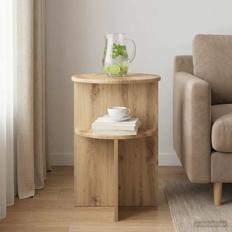 Table d'appoint Chêne artisanal Ø 39,5 x 55 cm - 4