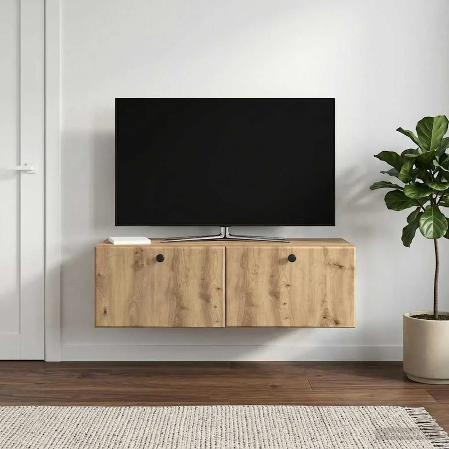 Meuble TV mural 98 x 41 x 30 cm Chêne artisanal