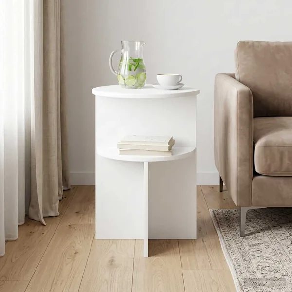 Table d'appoint Blanc Ø 39,5 x 55 cm Bois d'ingénierie