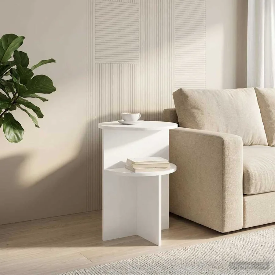 Table d'appoint Blanc Ø 39,5 x 55 cm Bois d'ingénierie - 4