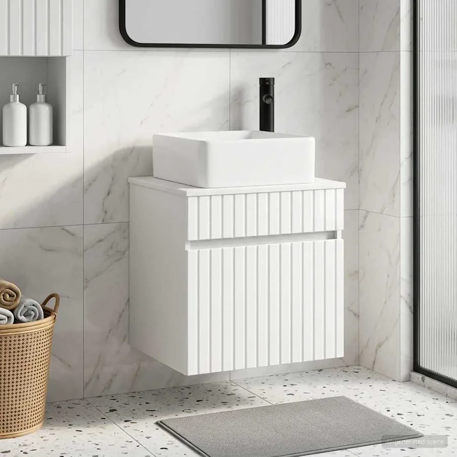 Meuble de lavabo mural Blanc brillant 49 x 41 x 63 cm