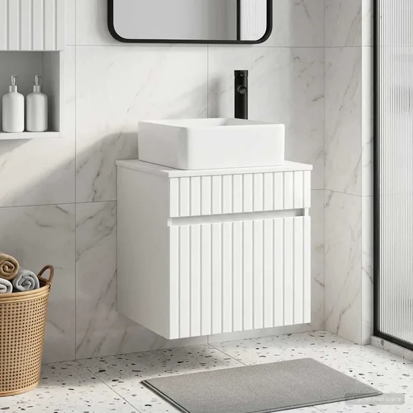 Meuble de lavabo mural Blanc brillant 49 x 41 x 63 cm