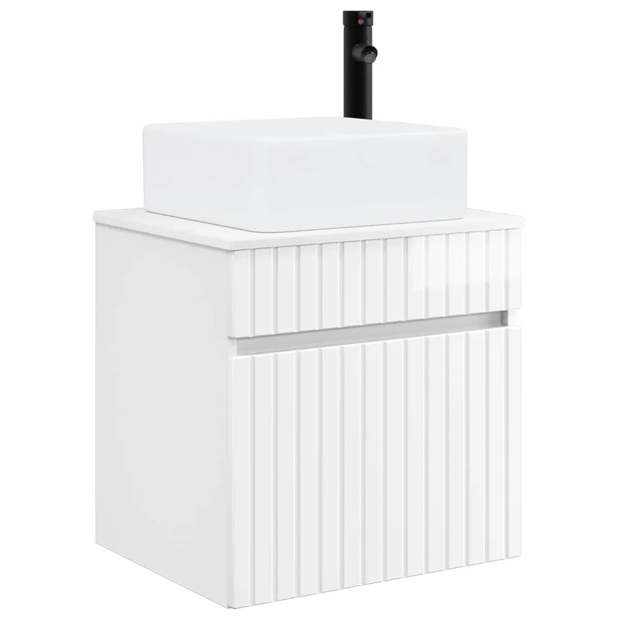 Meuble de lavabo mural Blanc brillant 49 x 41 x 63 cm - 2