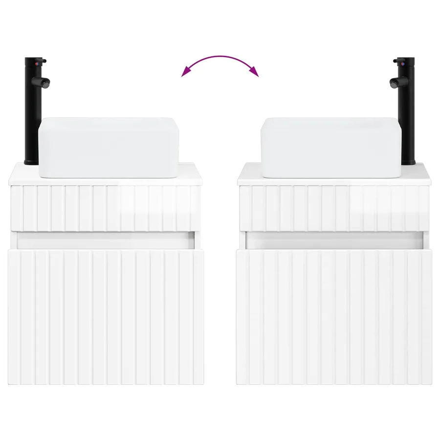 Meuble de lavabo mural Blanc brillant 49 x 41 x 63 cm - 7