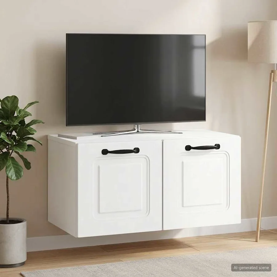 Meuble TV mural Blanc 59,5 x 31 x 30 cm Bois d'ingénierie