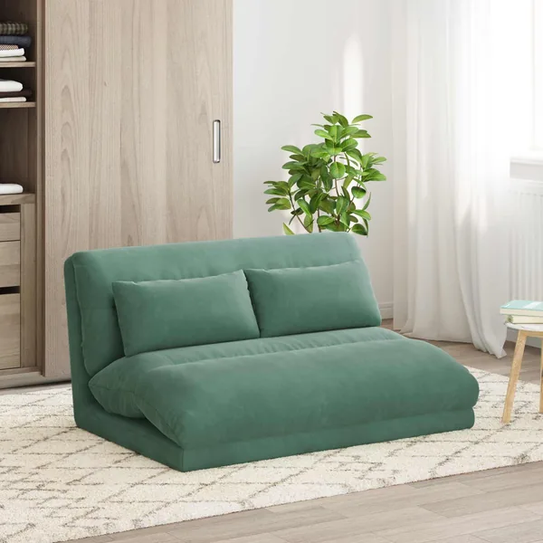 Fauteuil de sol ajustable Vert Mer Velours