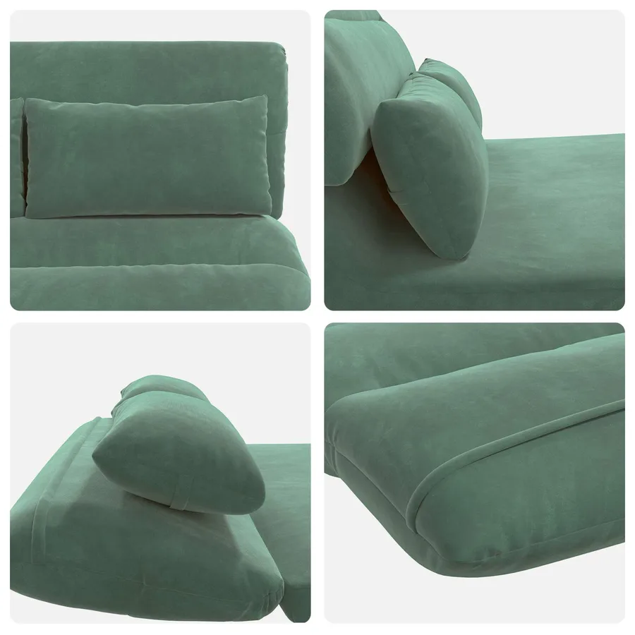 Fauteuil de sol ajustable Vert Mer Velours - 7
