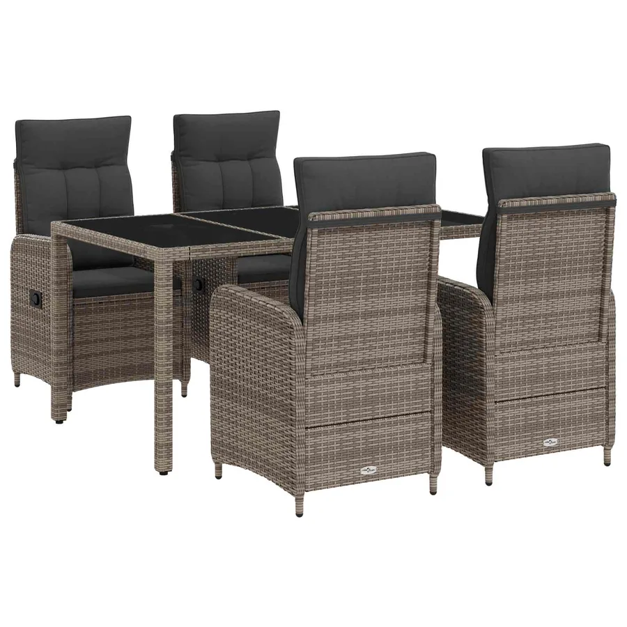 Ensemble de repas extérieur 5 pcs Gris clair et gris foncé - 2
