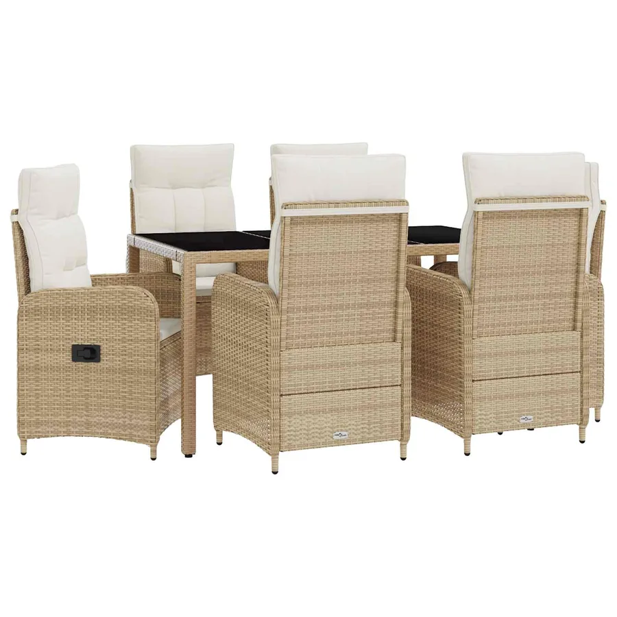 Ensemble de repas extérieur 7 pcs Beige et blanc crème - 2