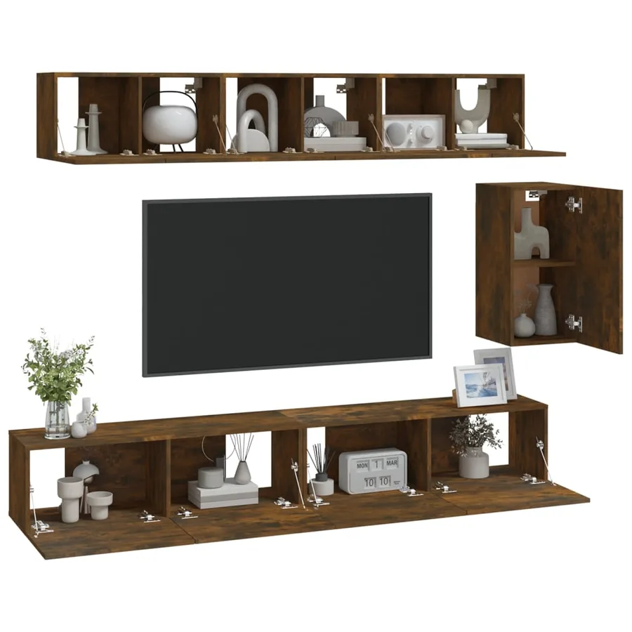 Ensemble de meubles TV 6 pcs Chêne fumé Bois d'ingénierie - 3