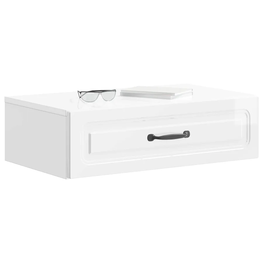 Table d'appoint murale Blanc brillant 59 x 34,5 x 17 cm - 3