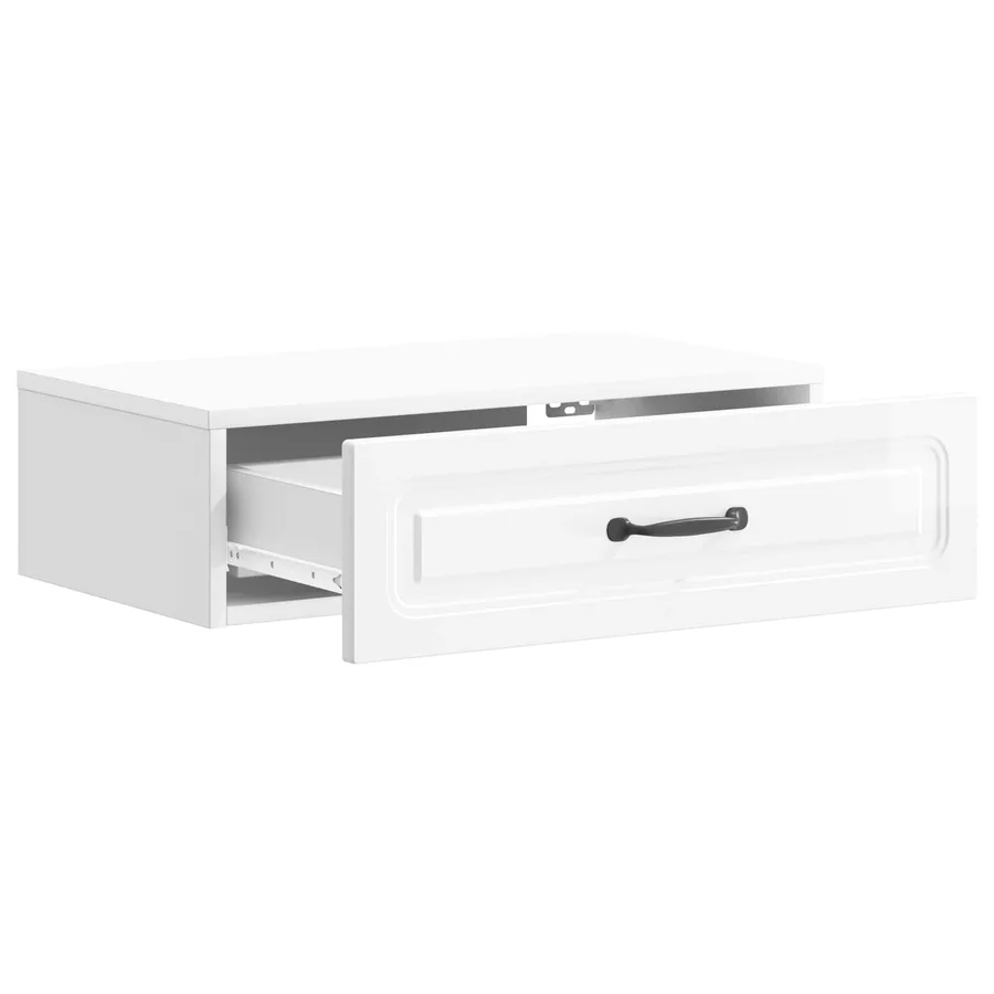Table d'appoint murale Blanc brillant 59 x 34,5 x 17 cm - 4