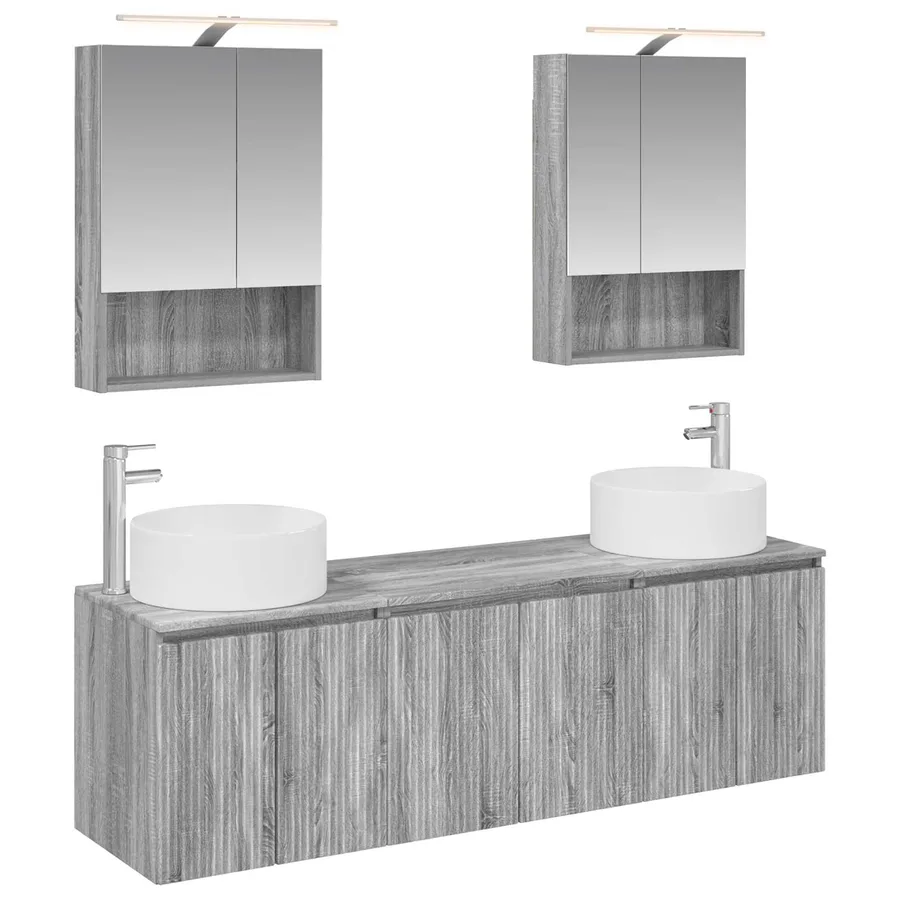 Ensemble d'armoire de salle de bain 5 pcs Sonoma gris - 2