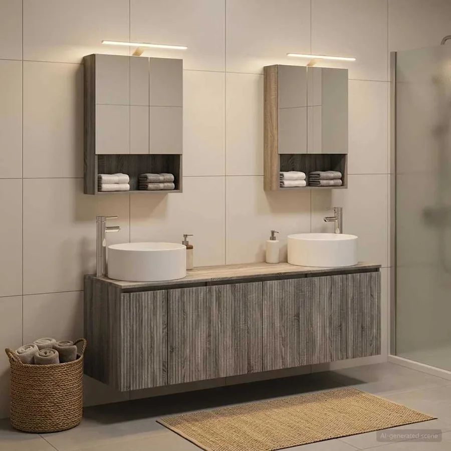 Ensemble d'armoire de salle de bain 5 pcs Sonoma gris - 4