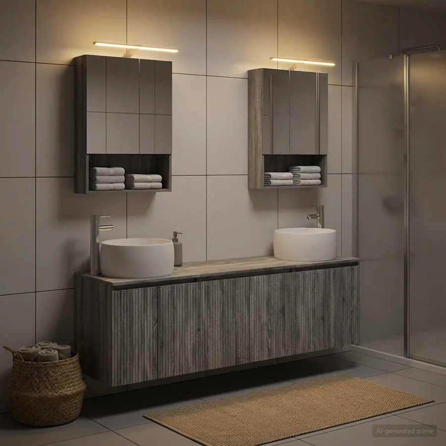 Ensemble d'armoire de salle de bain 5 pcs Sonoma gris