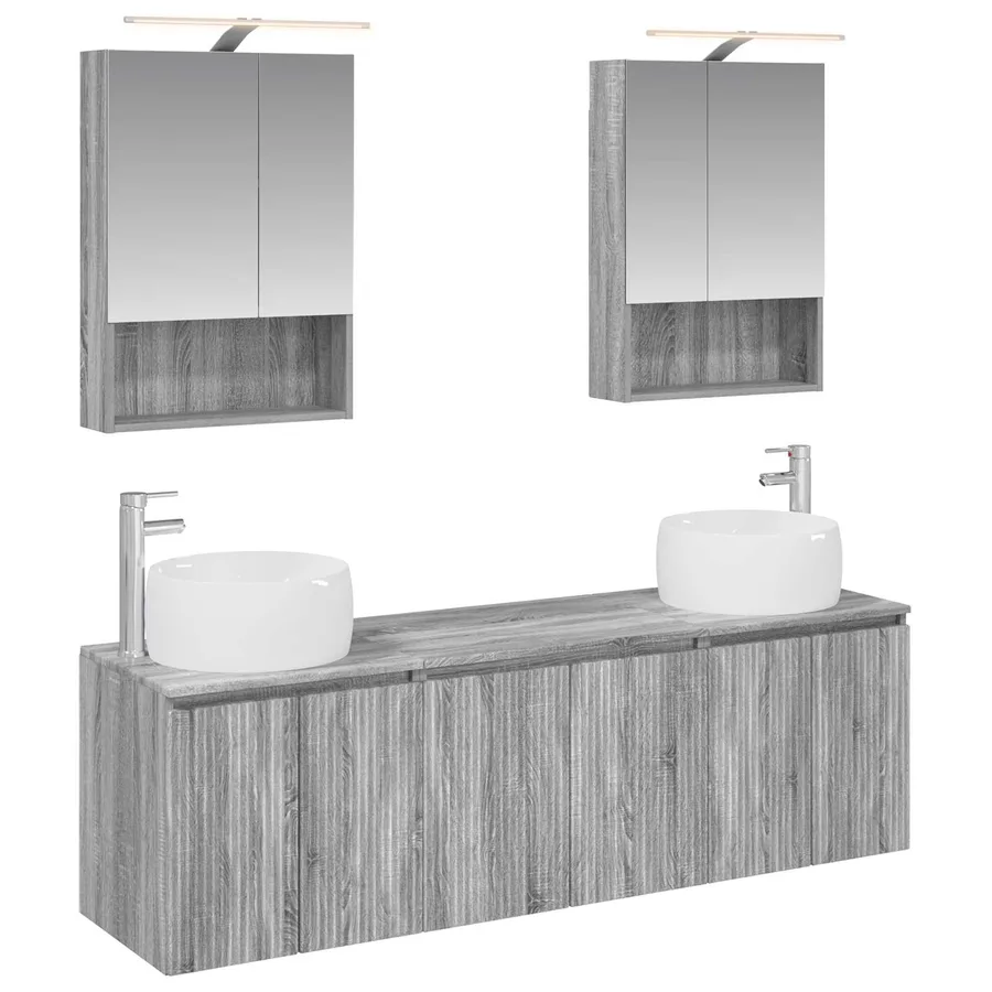 Ensemble d'armoire de salle de bain 5 pcs Sonoma gris - 2