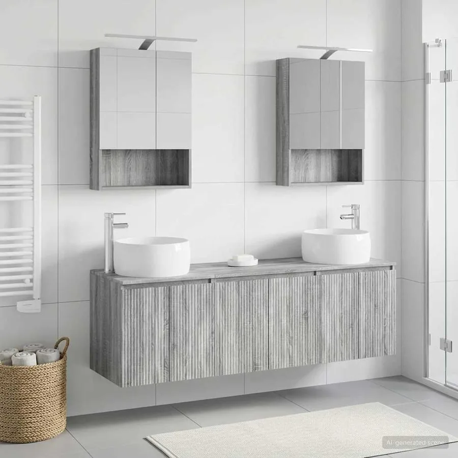Ensemble d'armoire de salle de bain 5 pcs Sonoma gris - 4