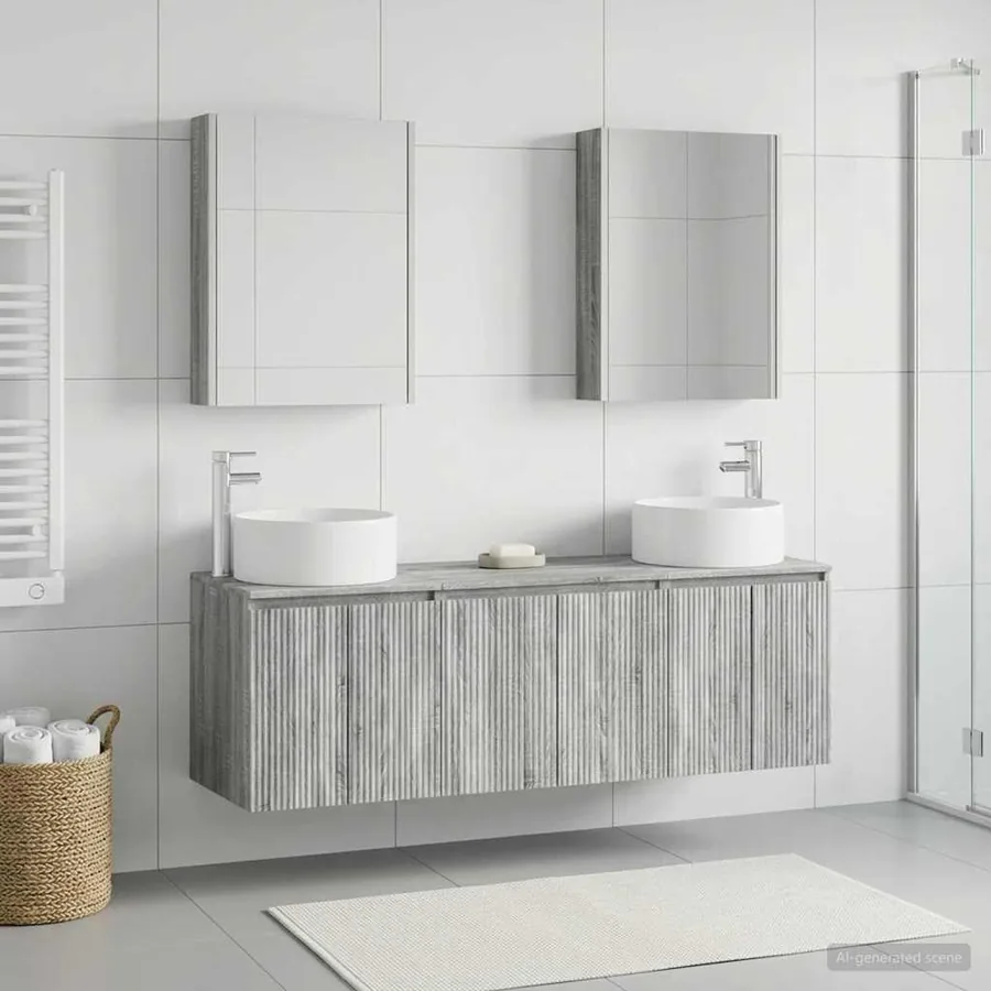 Ensemble d'armoire de salle de bain 5 pcs Sonoma gris