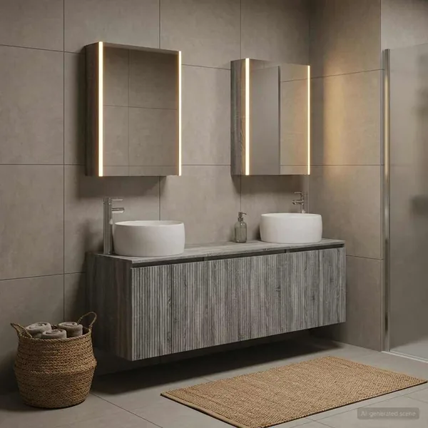 Ensemble d'armoire de salle de bain 5 pcs Sonoma gris