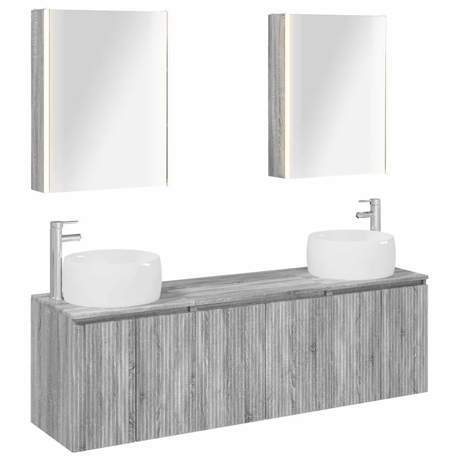 Ensemble d'armoire de salle de bain 5 pcs Sonoma gris - 2