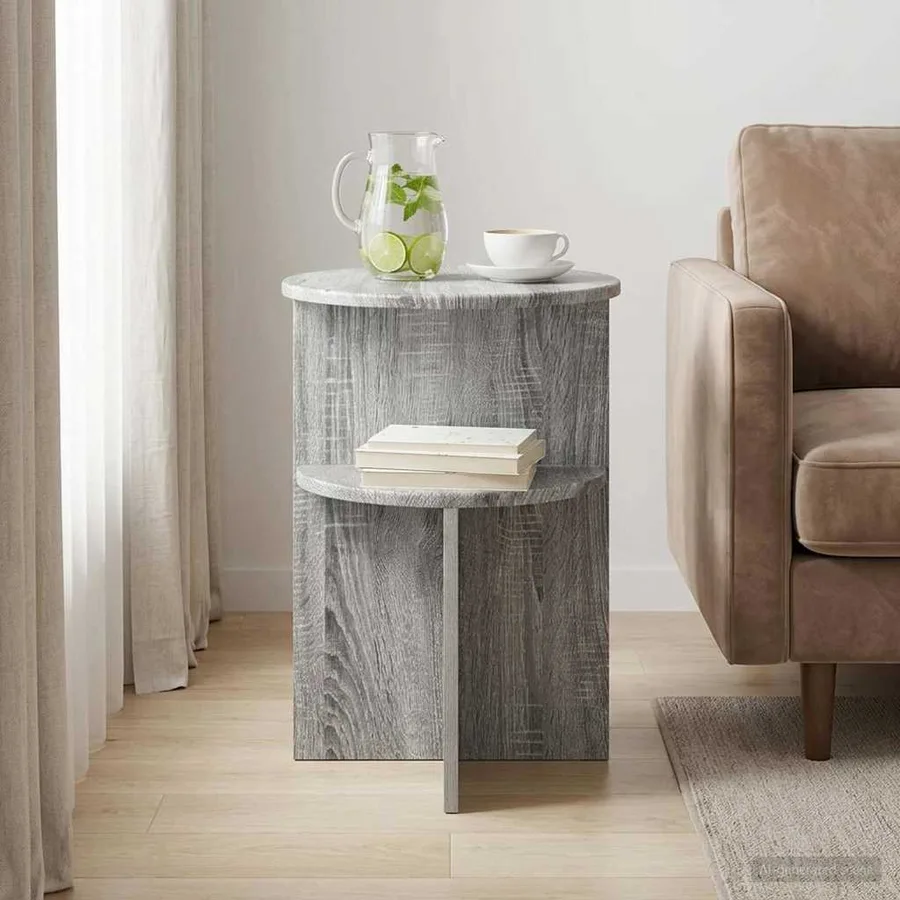 Table d'appoint Sonoma gris Ø 39,5 x 55 cm Bois d'ingénierie - 4