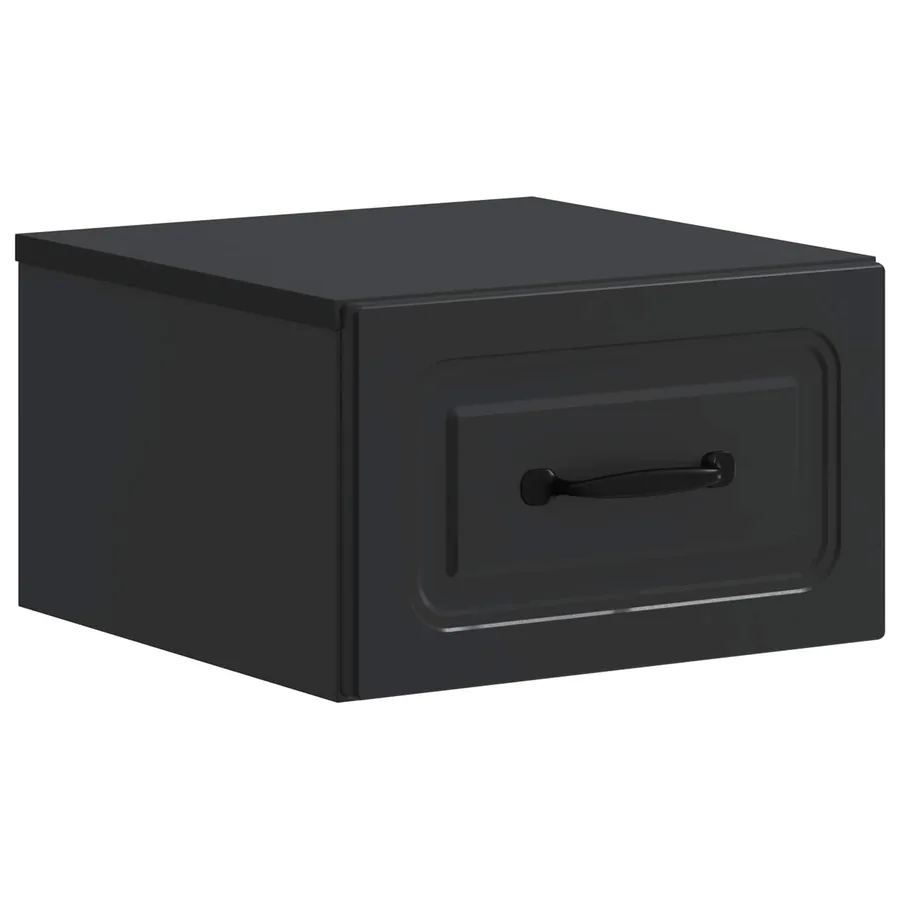 Cabinet de chevet mural avec tiroir Noir 34,5 x 33 x 20 cm - 2