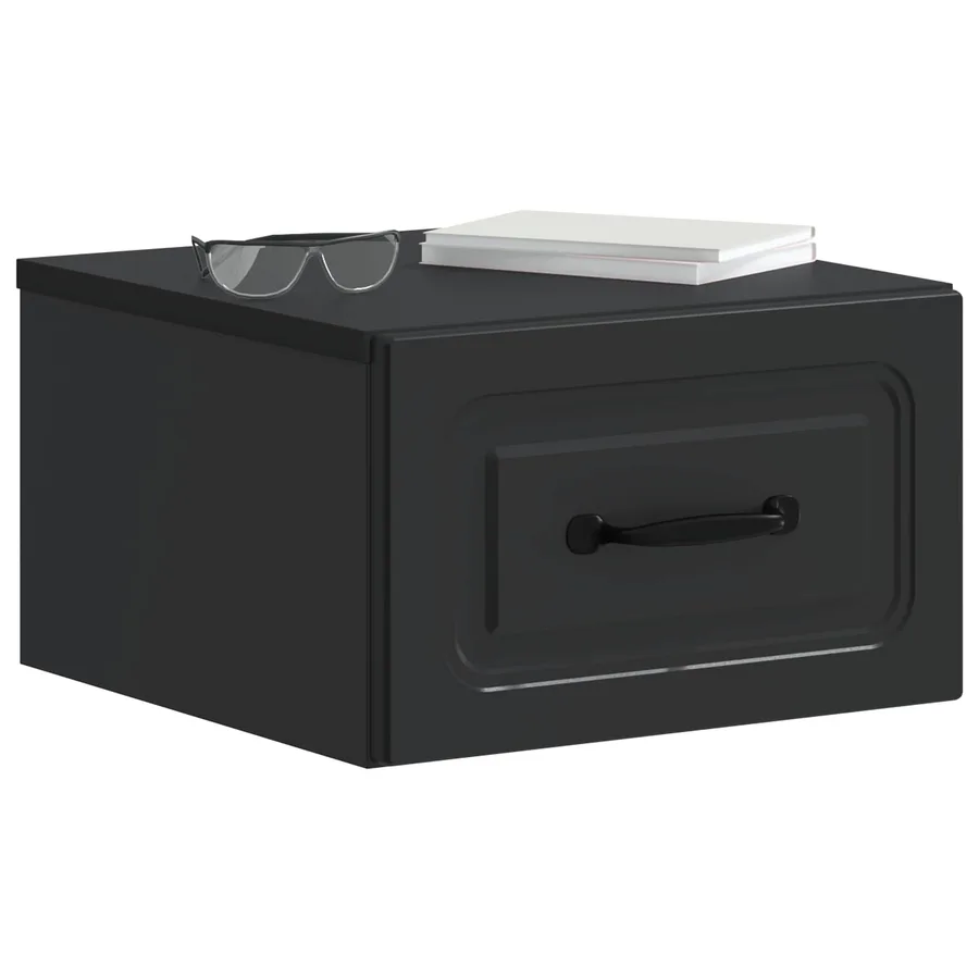 Cabinet de chevet mural avec tiroir Noir 34,5 x 33 x 20 cm - 3