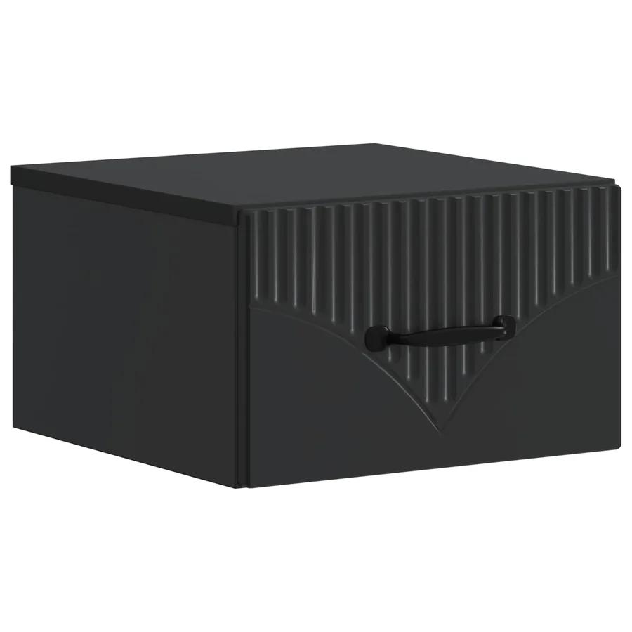 Cabinet de chevet mural avec tiroir Noir 34,5 x 33 x 20 cm - 2