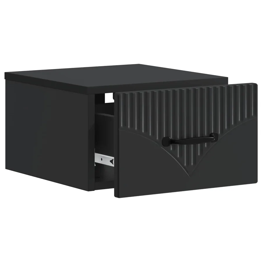 Cabinet de chevet mural avec tiroir Noir 34,5 x 33 x 20 cm - 4