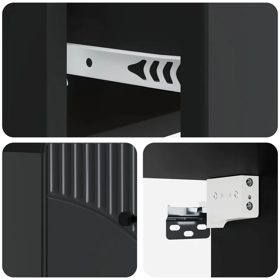 Cabinet de chevet mural avec tiroir Noir 34,5 x 33 x 20 cm - 8