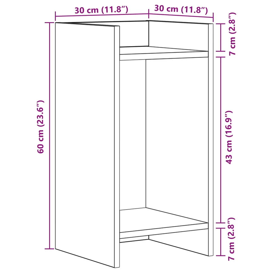 Support de Plante 2 pc Chêne Sonoma 30 x 30 x 60 cm - 8