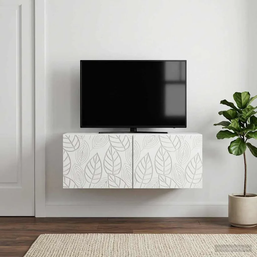 Meuble TV mural 59,5 x 41 x 30 cm Blanc Bois d'ingénierie