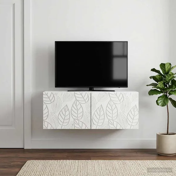 Meuble TV mural 59,5 x 41 x 30 cm Blanc Bois d'ingénierie