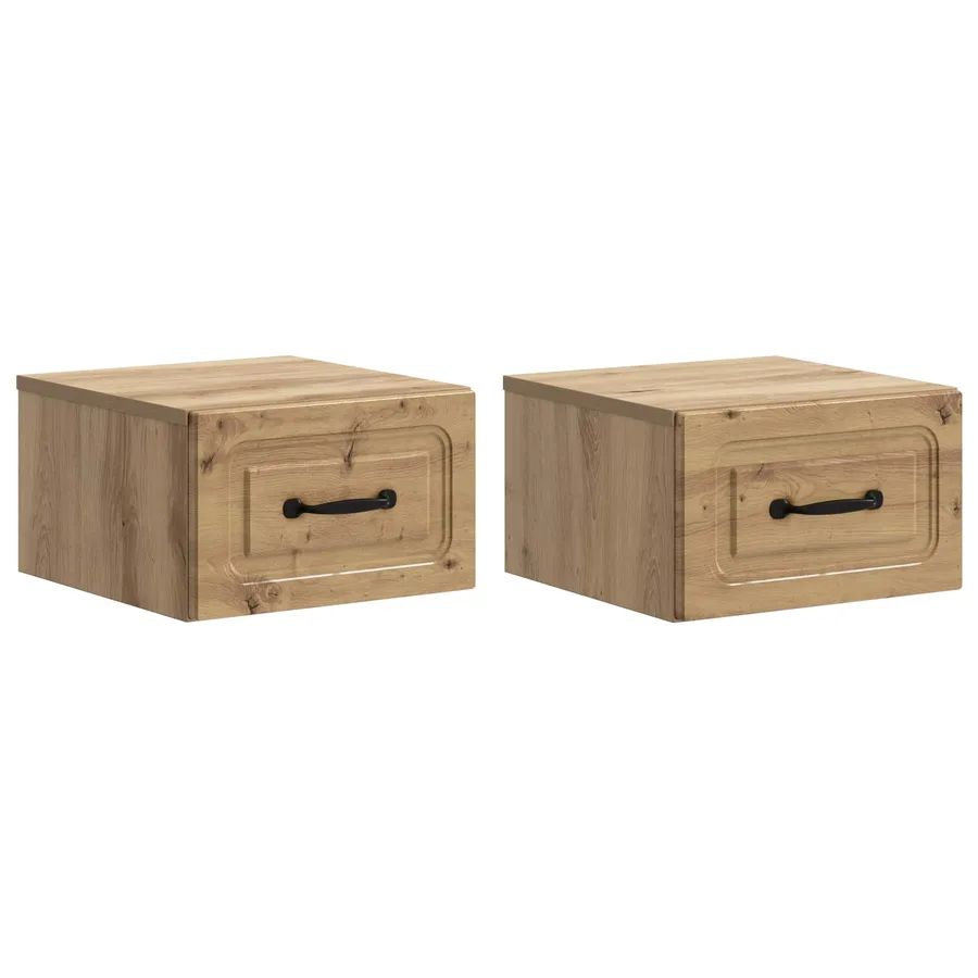 Cabinet de chevet mural 2 pc Chêne artisanal 34,5 x 33 x 20 cm - 2