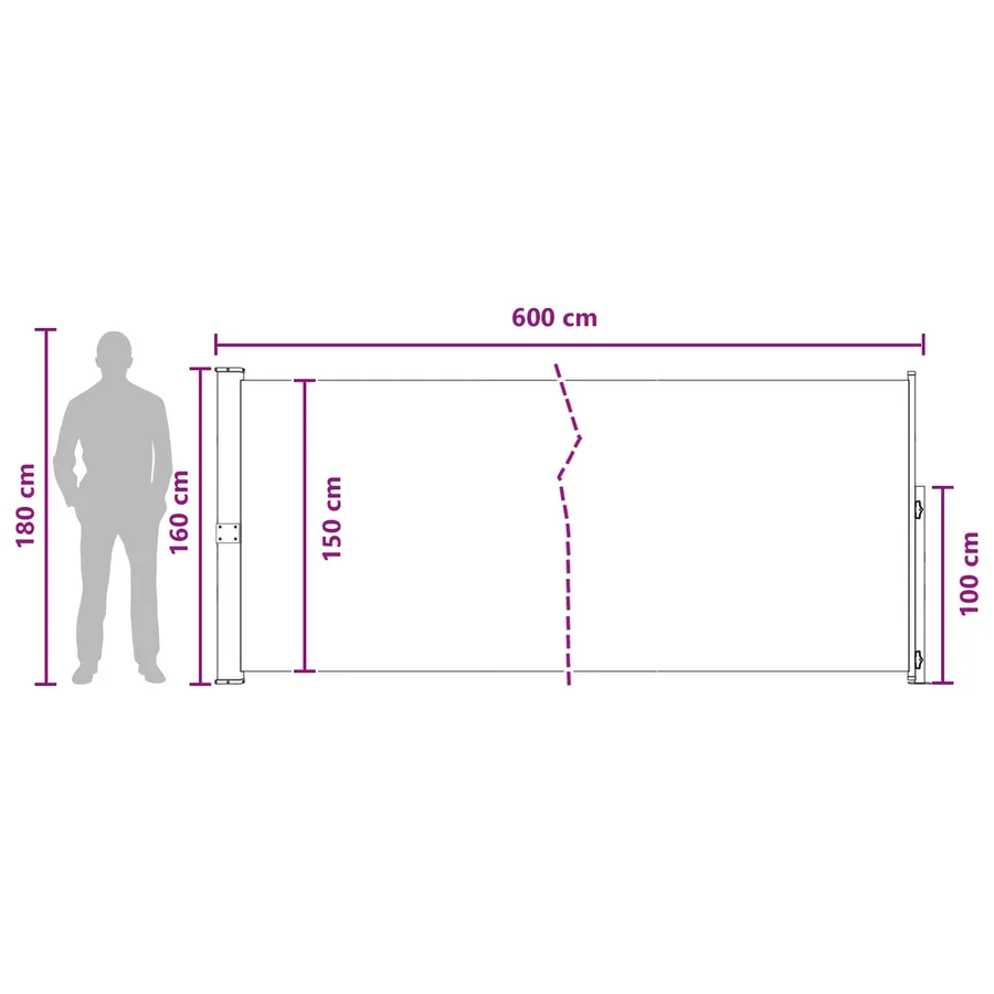 Store latéral rétractable 160 x 600 cm Polyester Rectangulaire - 7