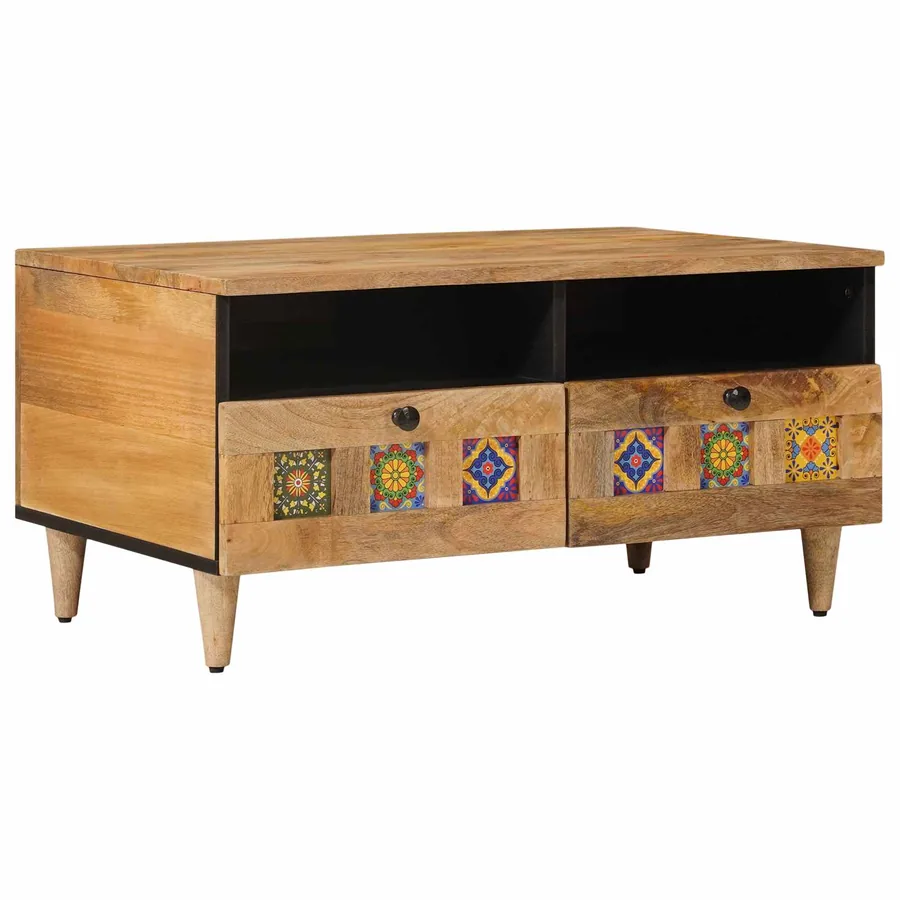 Table basse Naturel 80 x 54 x 40 cm Bois de mangue massif
