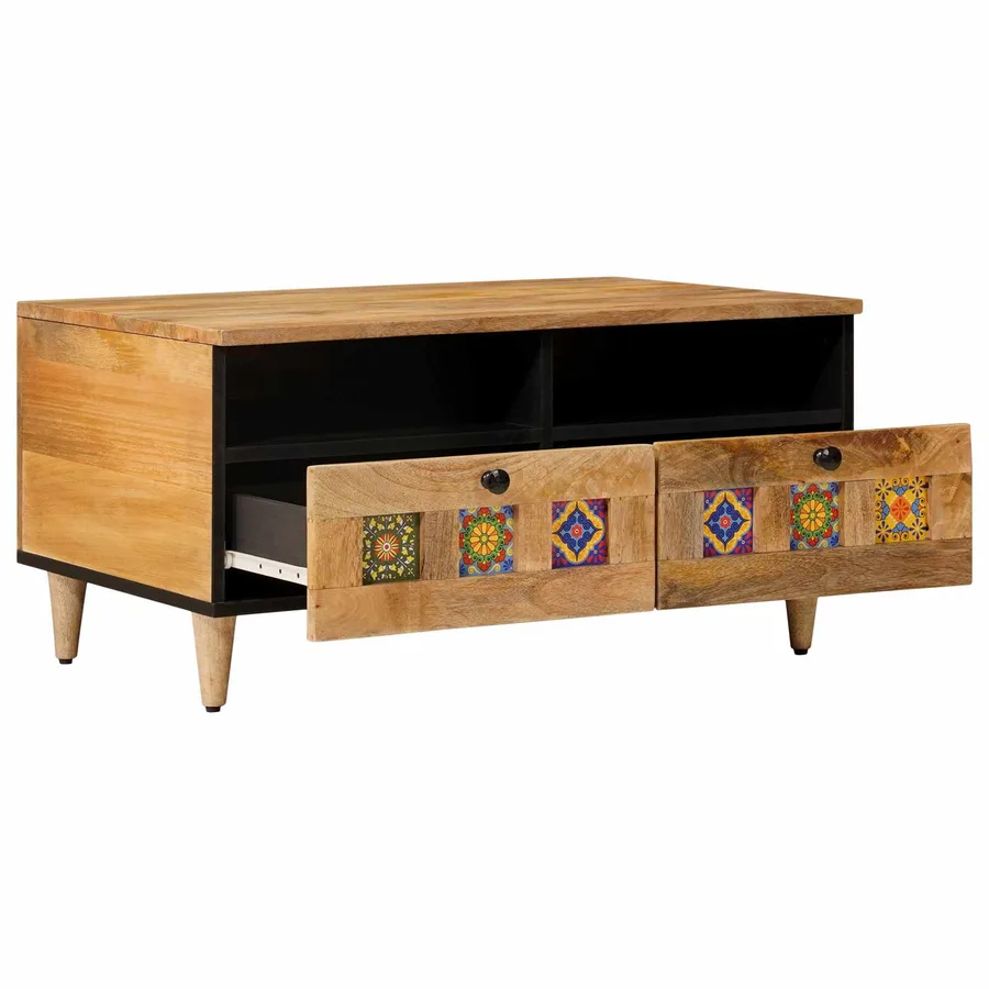 Table basse Naturel 80 x 54 x 40 cm Bois de mangue massif - 2