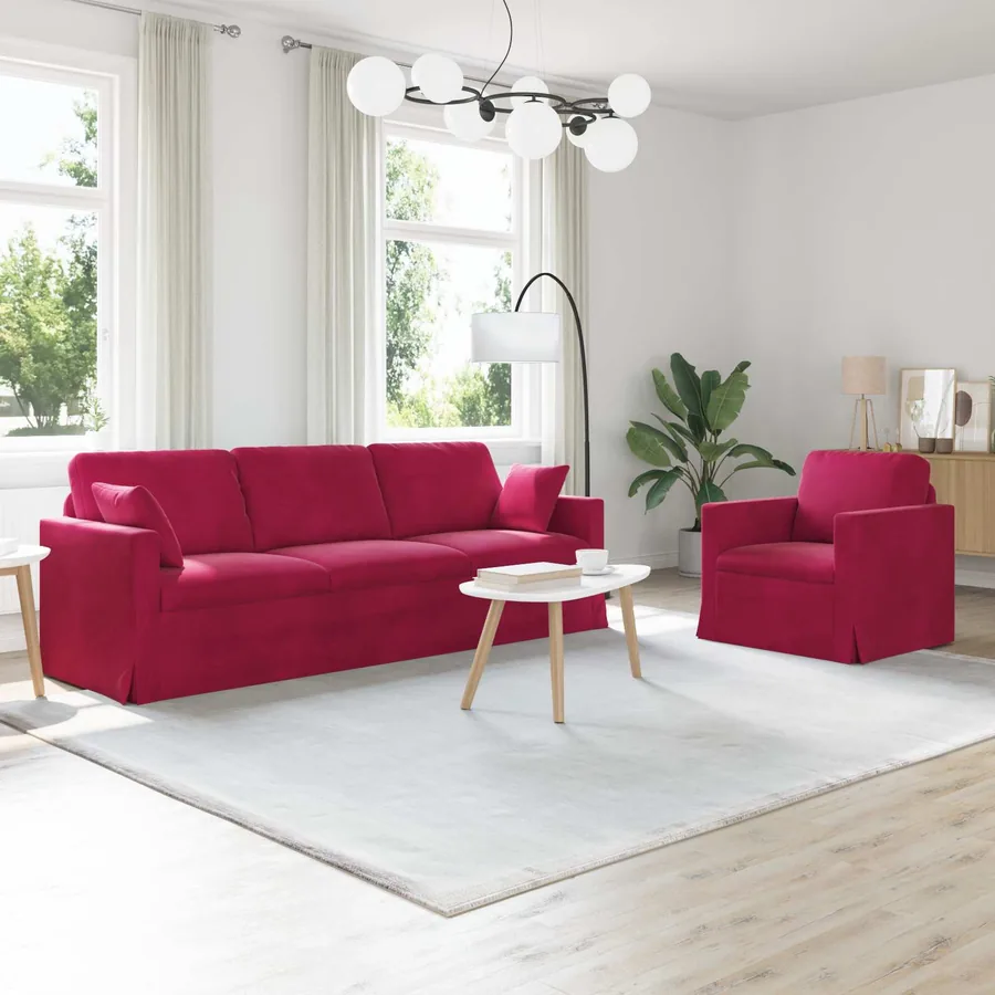 Ensemble de Canapés 2 pcs Bordeaux 228 x 78 x 80 cm Velours