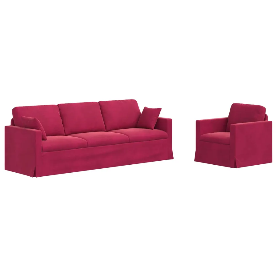 Ensemble de Canapés 2 pcs Bordeaux 228 x 78 x 80 cm Velours - 2