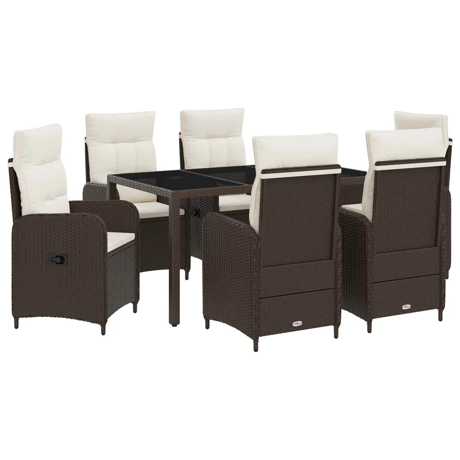 Ensemble de repas extérieur 7 pcs Marron et crème blanche - 2